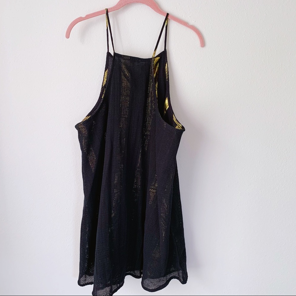 GIANNI BINI Black Mesh Overlay Tassels Mini Dress - Picture 3 of 5